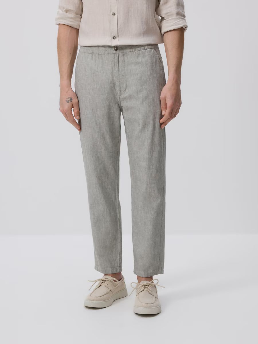 Pantaloni regular fit misto lino