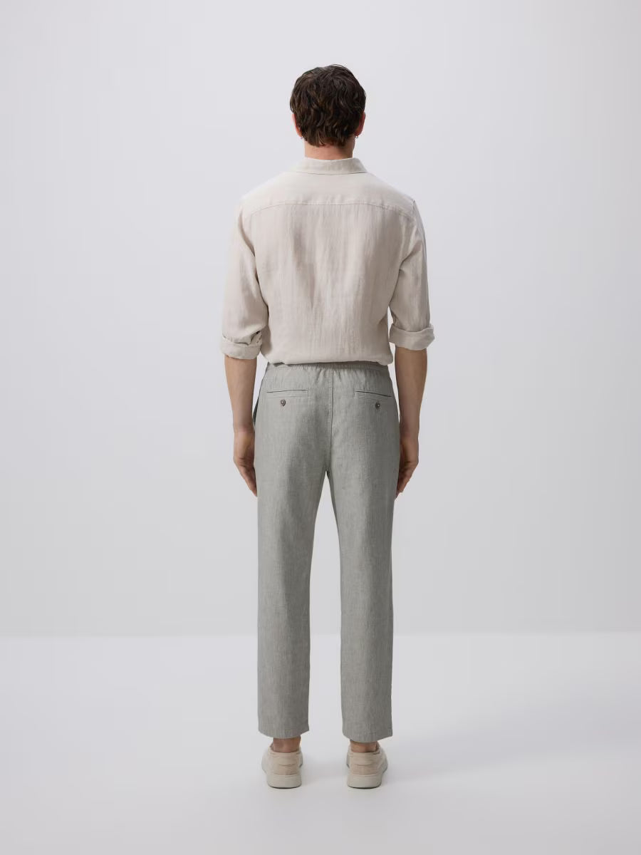 Pantaloni regular fit misto lino