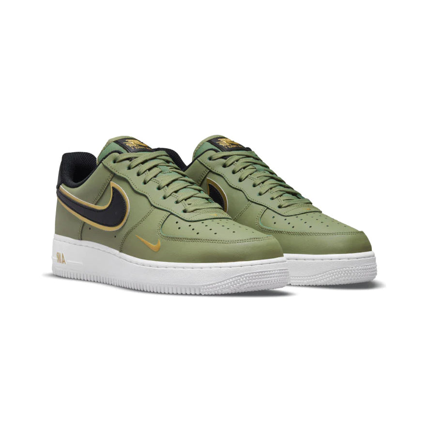 Nike Air Force 1 Low Verde Oliva con Doppio Swoosh Nero e Oro