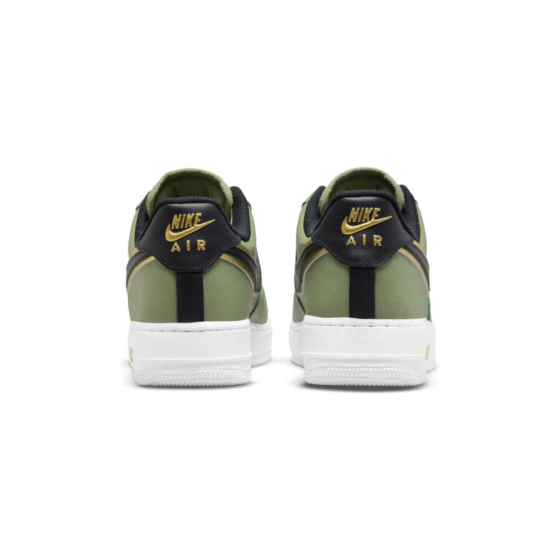 Nike Air Force 1 Low Verde Oliva con Doppio Swoosh Nero e Oro