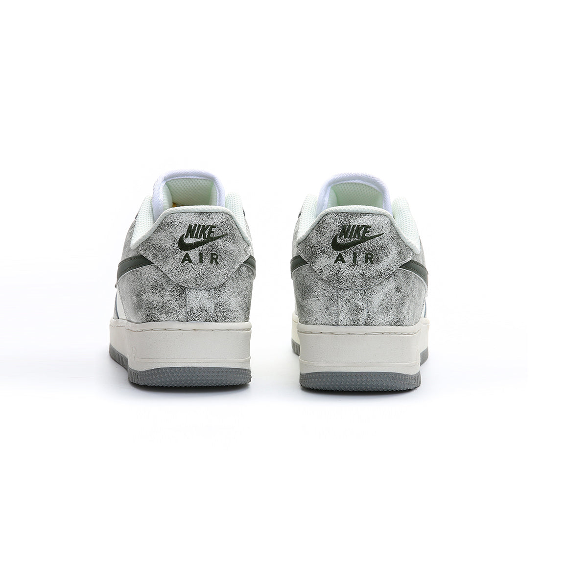 Nike Air Force 1 Low Grigio Marmorizzato con Swoosh Verde Militare