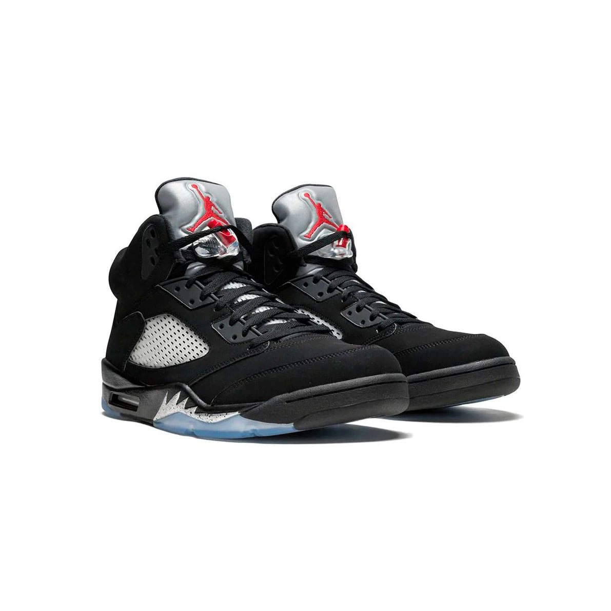 Nike Air Jordan 5 Retro Pelle Nera Argento Uomo