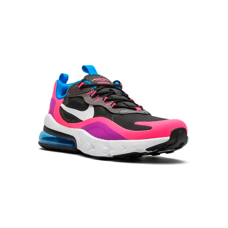 Nike Air Max 270 React Nera con Dettagli Rosa Hyper e Viola Vivid