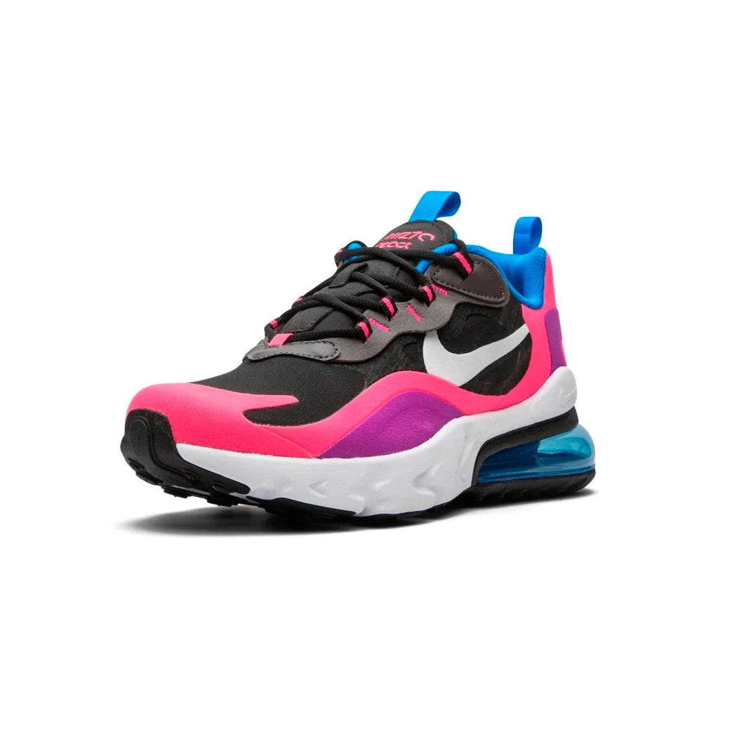 Nike Air Max 270 React Nera con Dettagli Rosa Hyper e Viola Vivid