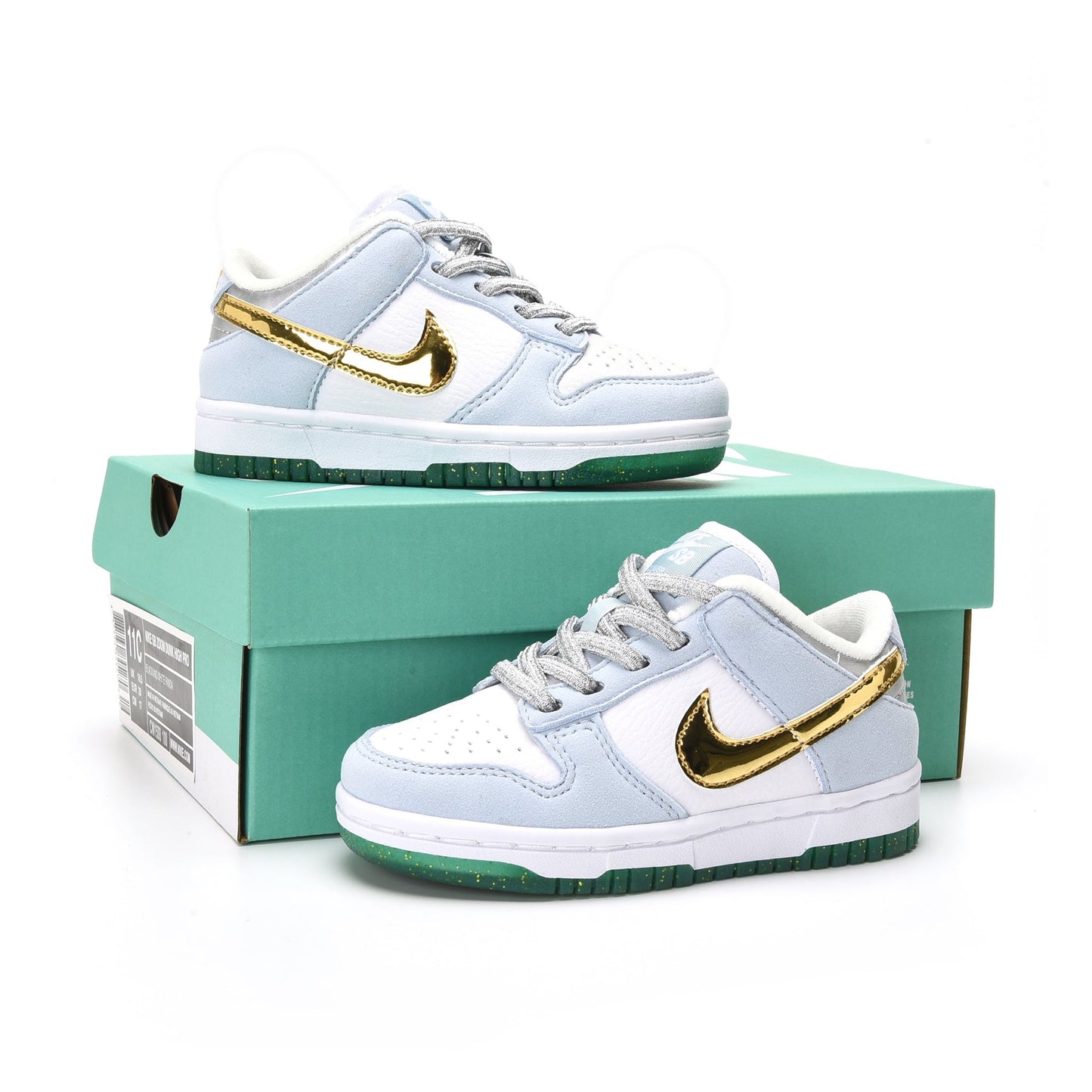 Nike Dunk Low Bambino x Sean Cliver Bianco e Oro Scarpe Esclusive