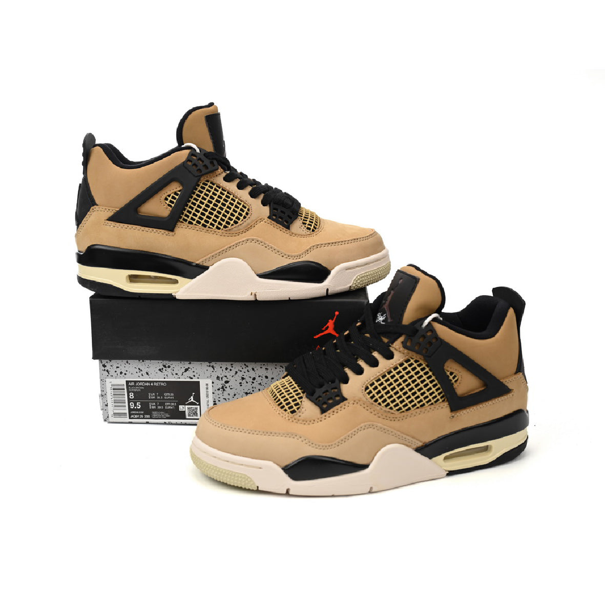 Nike Air Jordan 4 Retro Fossil Beige Nero Giallo Uomo