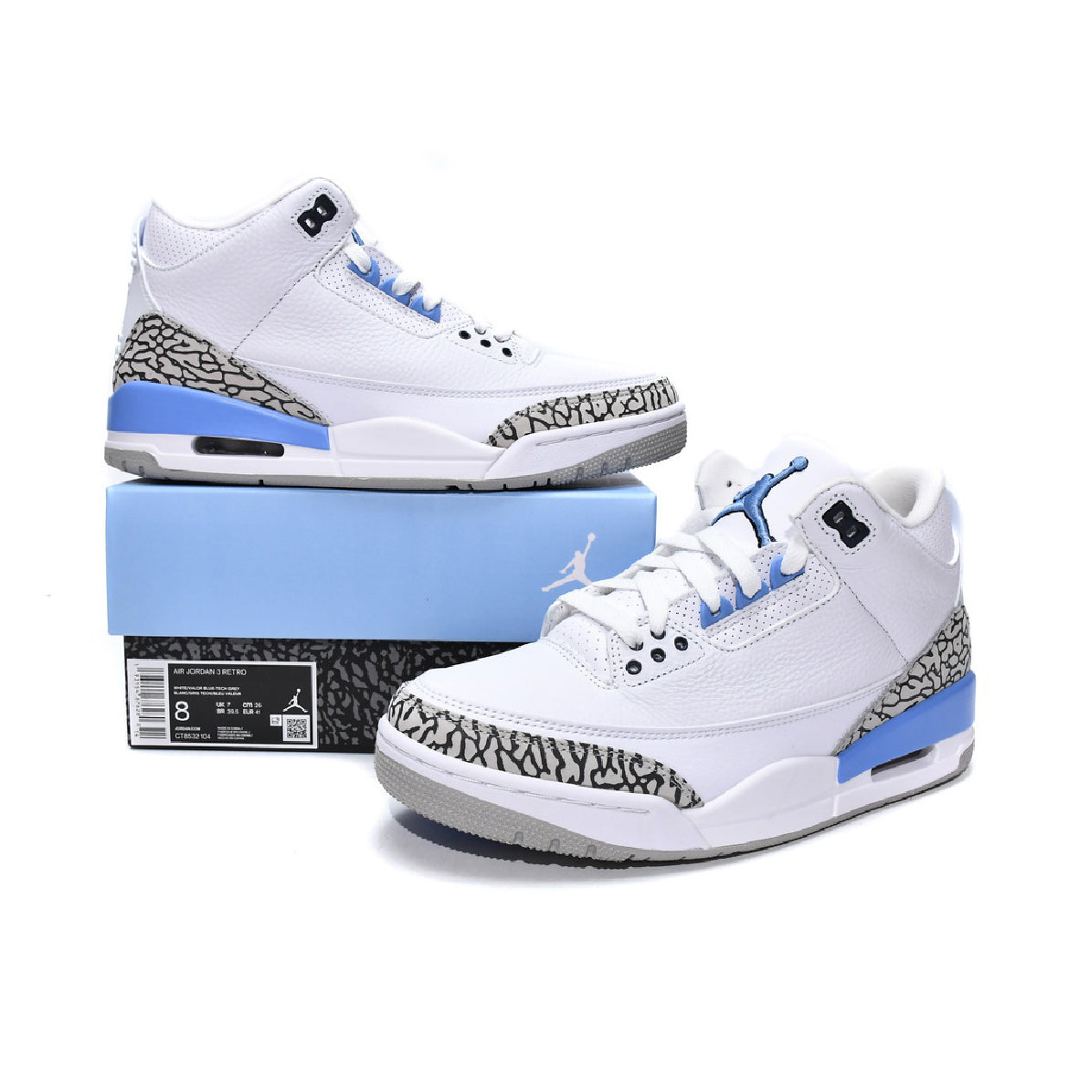 Nike Air Jordan 3 Retro UNC Bianco/Azzurro Cemento Classiche