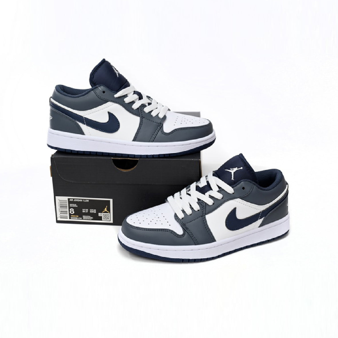 Nike Air Jordan 1 Low Bianco Grigio Blu Pelle Premium