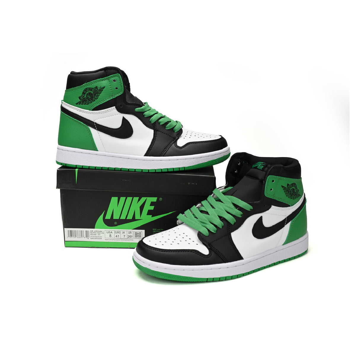 Nike Air Jordan 1 High Verde Lucky e Nero in Pelle