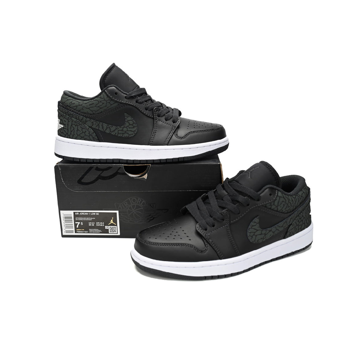 Nike Air Jordan 1 Low Nero Pelle Stampa Elephant