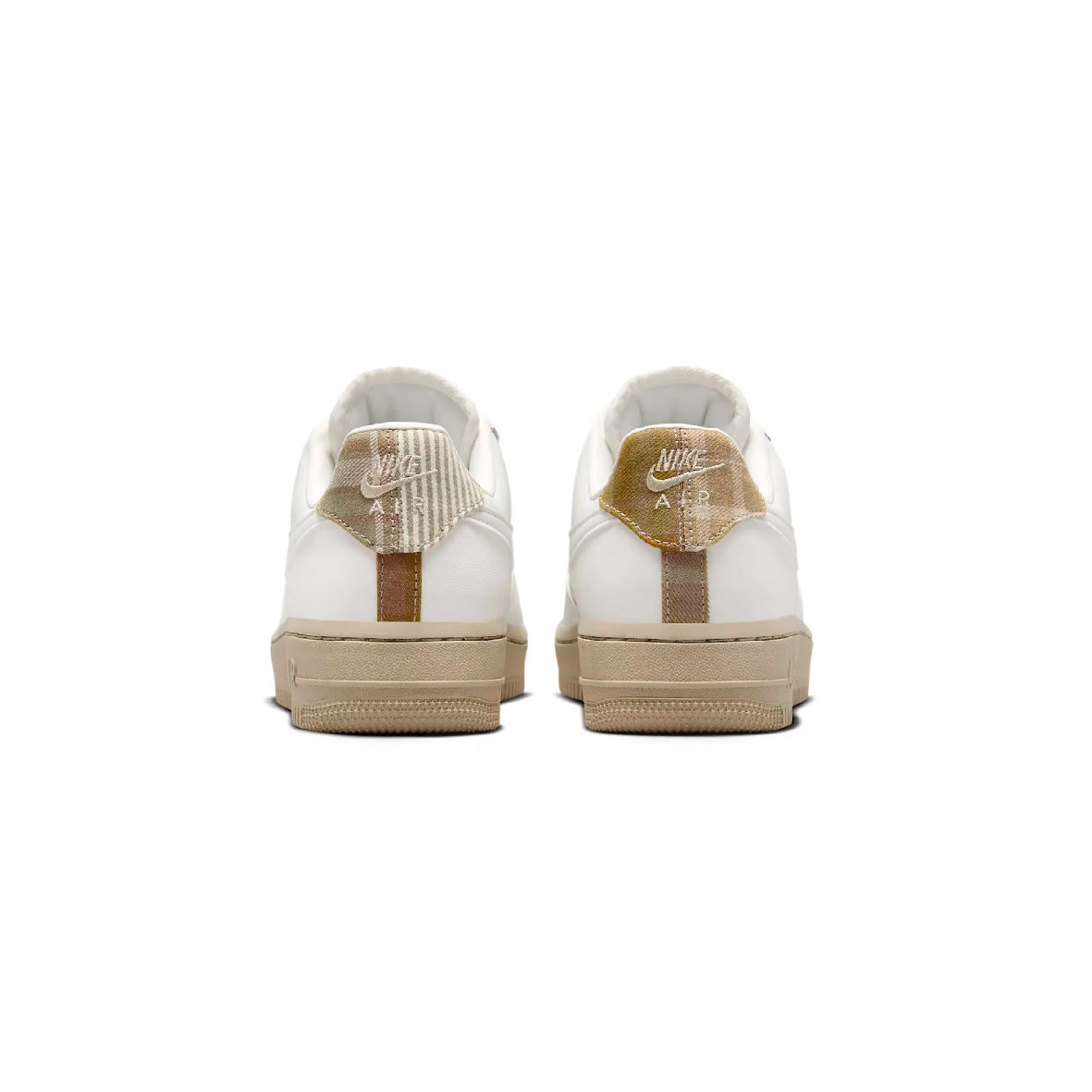 Nike Air Force 1 '07 Pelle Bianca Dettagli Brogue e Suola Beige