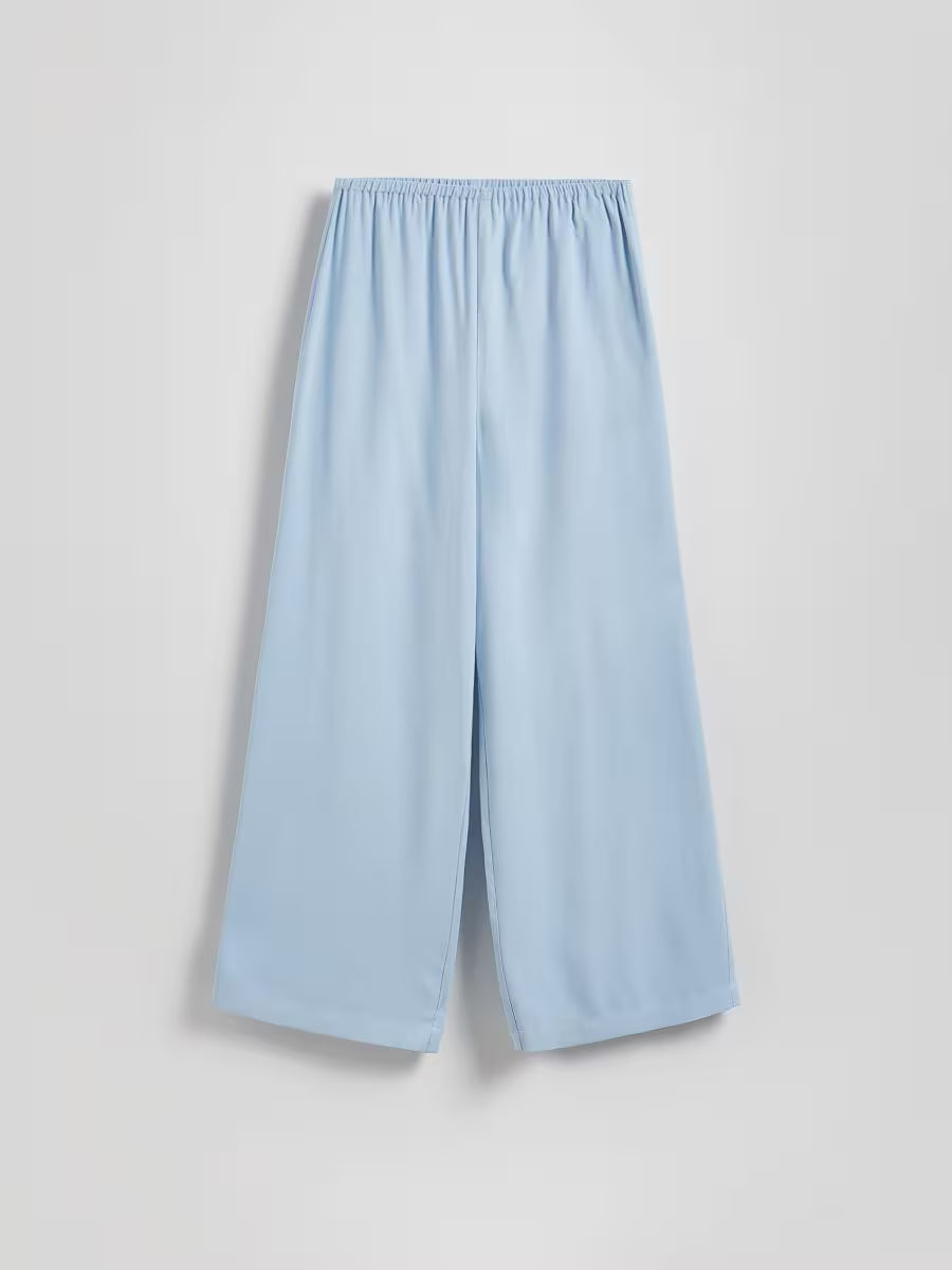 Pantaloni ampi in viscosa -azzurro