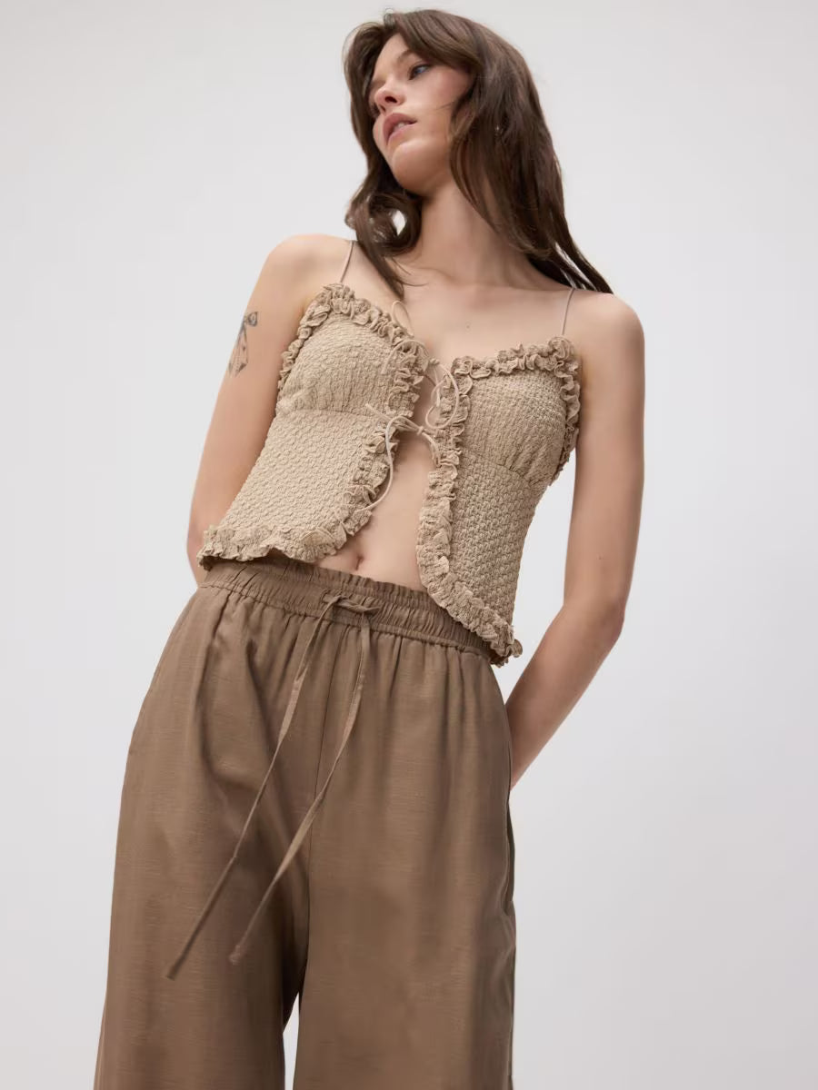 Pantaloni palazzo-beige