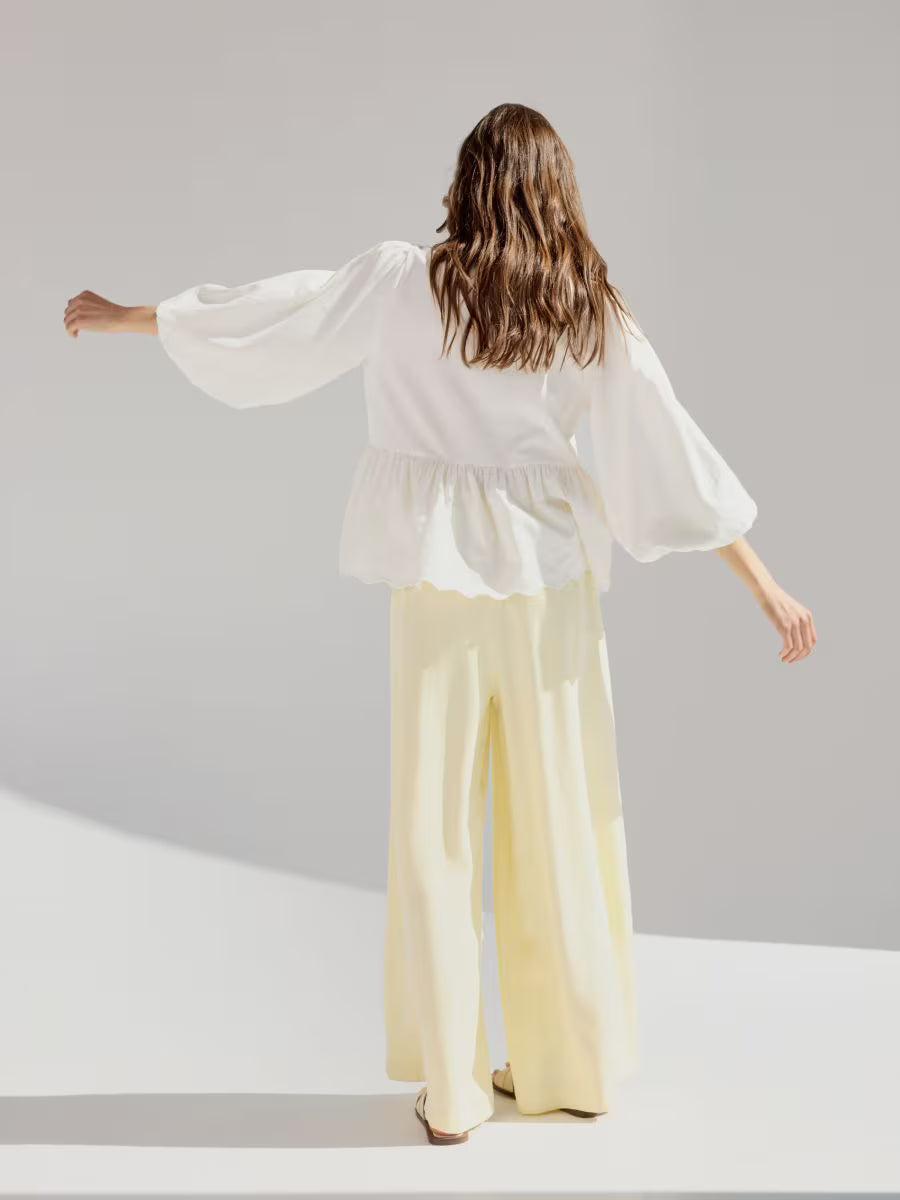 Pantaloni ampi in viscosa -giallo chiaro