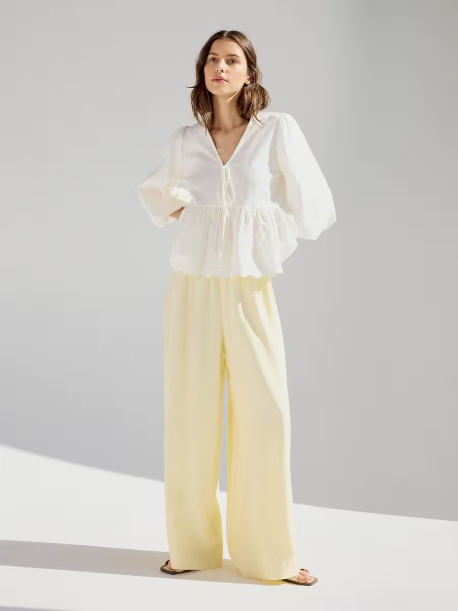 Pantaloni ampi in viscosa -giallo chiaro