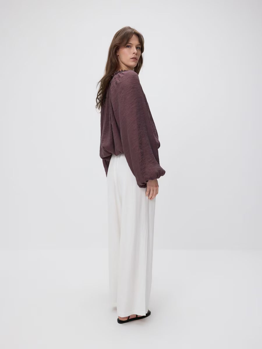 Pantaloni palazzo-panna