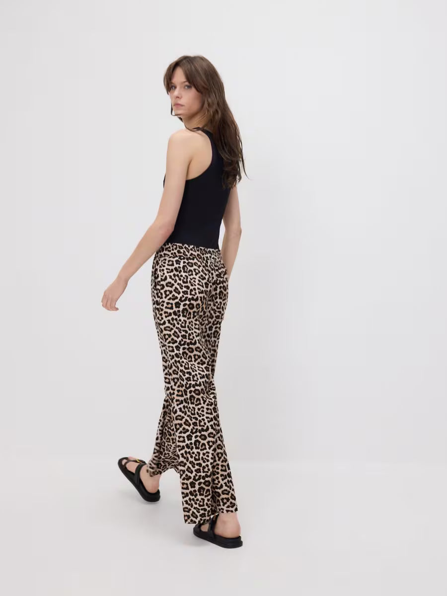 Pantaloni palazzo-marrone polveroso