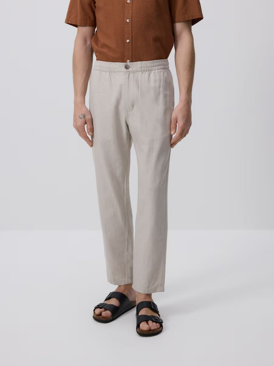 Pantaloni regular fit misto lino