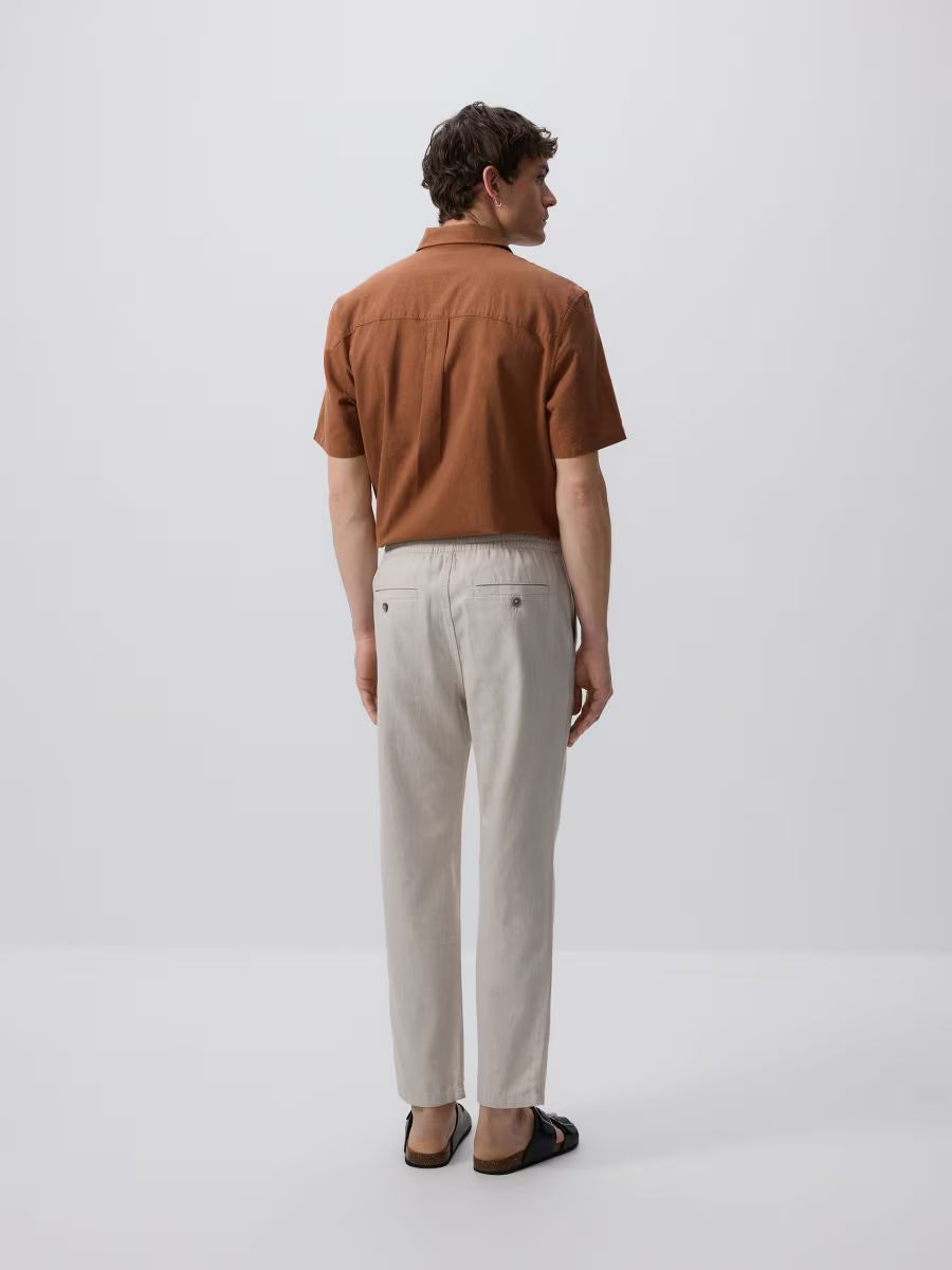 Pantaloni regular fit misto lino