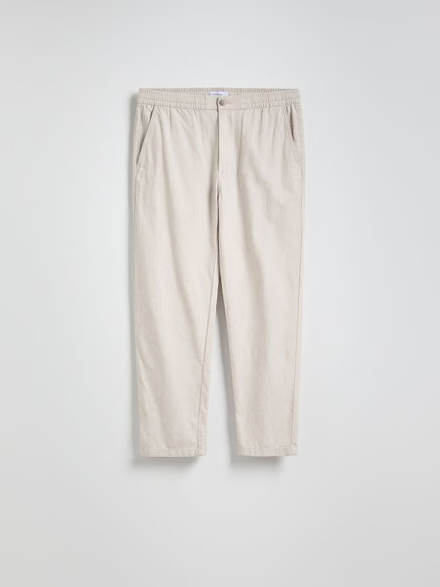 Pantaloni regular fit misto lino