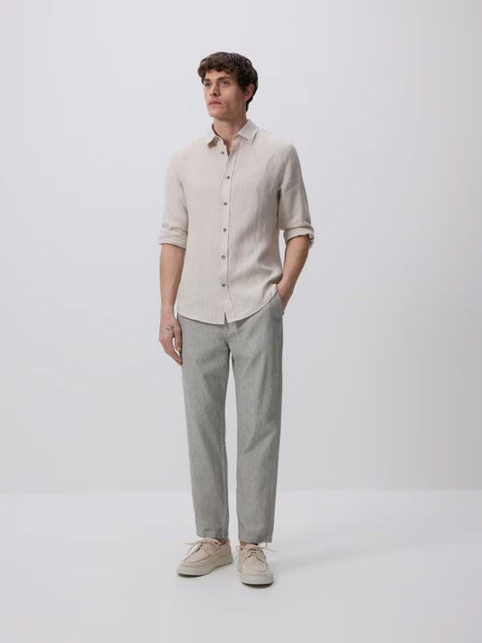 Pantaloni regular fit misto lino