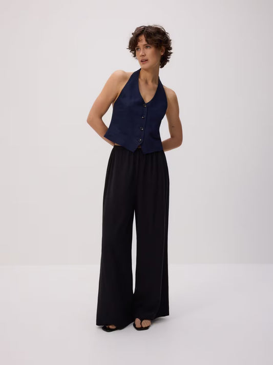 Pantaloni ampi in viscosa -nero