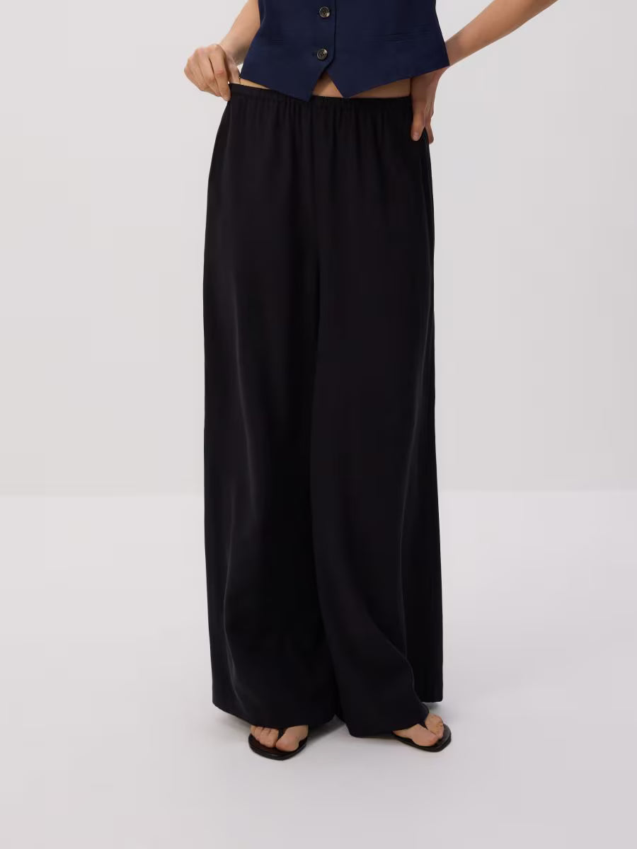 Pantaloni ampi in viscosa -nero