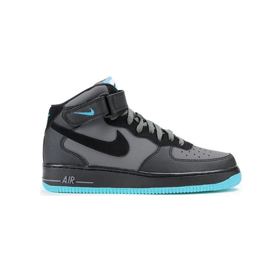 Nike Air Force 1 Mid Grigio e Nero con Dettagli Blu Lava
