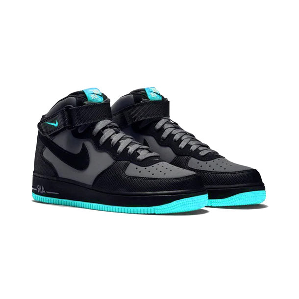 Nike Air Force 1 Mid Grigio e Nero con Dettagli Blu Lava