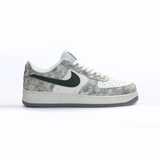 Nike Air Force 1 Low Grigio Marmorizzato con Swoosh Verde Militare