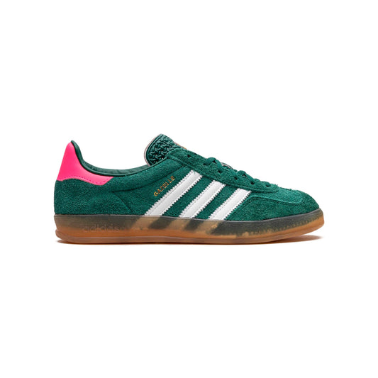 Sneakers Adidas Gazelle Indoor Verde con Dettagli Rosa e Bianche in Suede