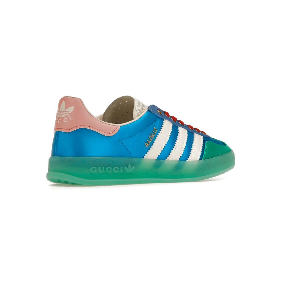 Sneakers Adidas Gazelle x Gucci Multicolor Blu Verde con Suola Trasparente