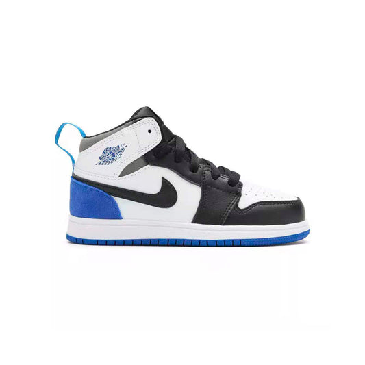 Nike Air Jordan 1 Mid Bambino Royal Nero Bianco Suola Blu