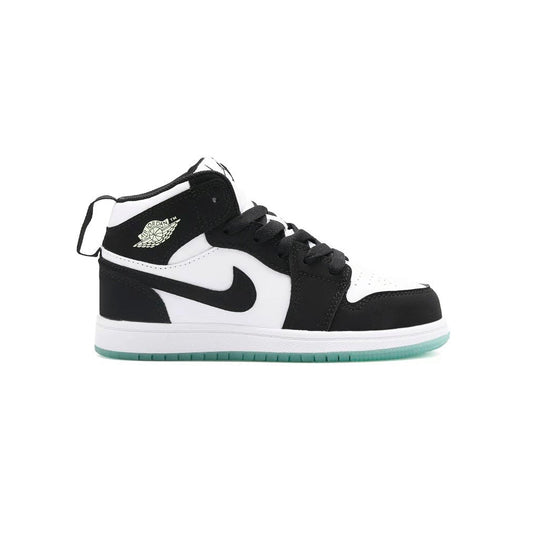 Nike Air Jordan 1 Mid Bambino Panda Bianco Nero Suola Verde
