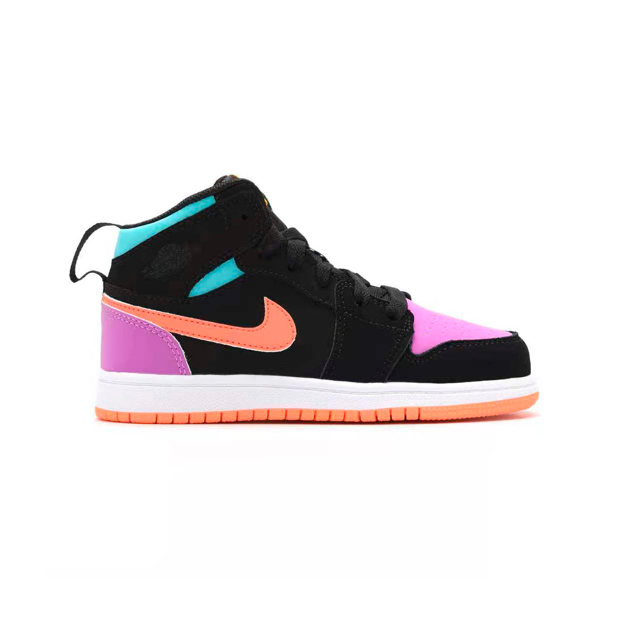 Nike Air Jordan 1 Mid Bambino Multicolor Nero Rosa Arancione