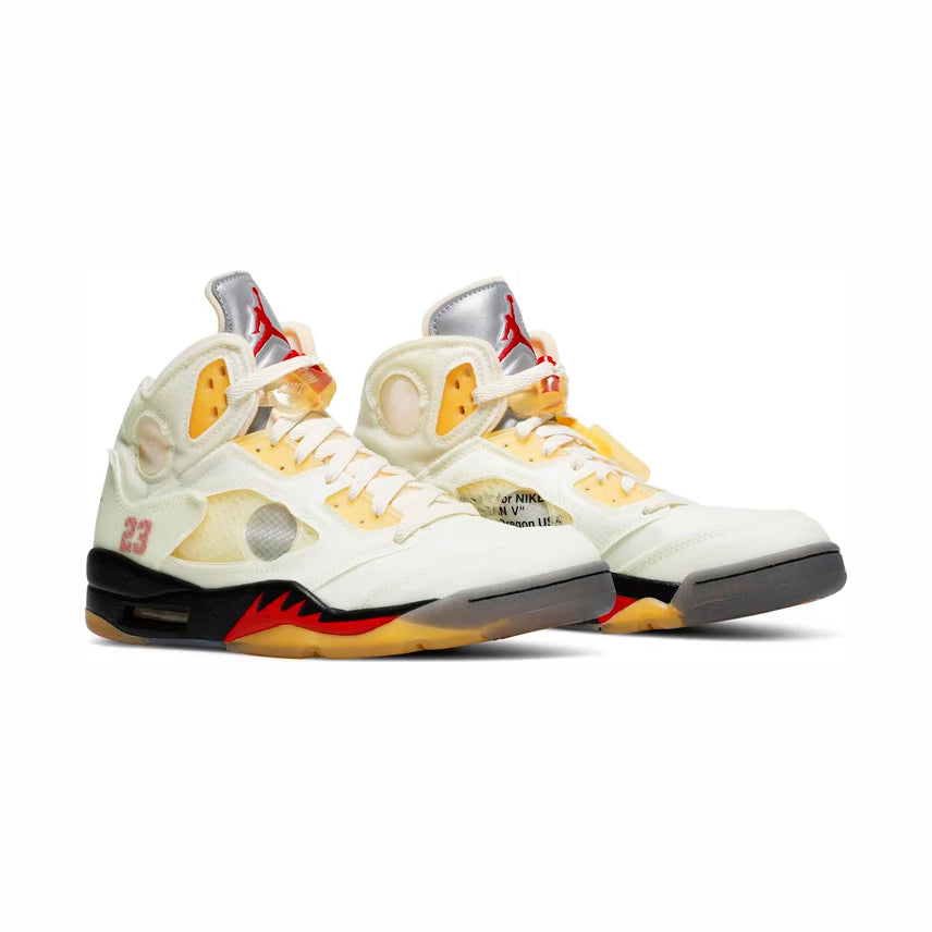 Nike Air Jordan 5 Retro Off-White Sail Bianco Rosso Giallo Uomo