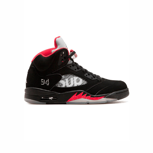 Nike Air Jordan 5 Retro Supreme Nero Rosso Argento Uomo