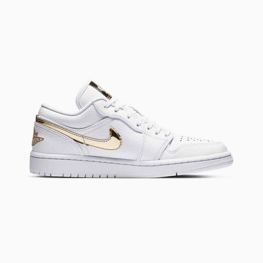 Nike Air Jordan 1 Low Bianca Oro Metallizzato Pelle Premium