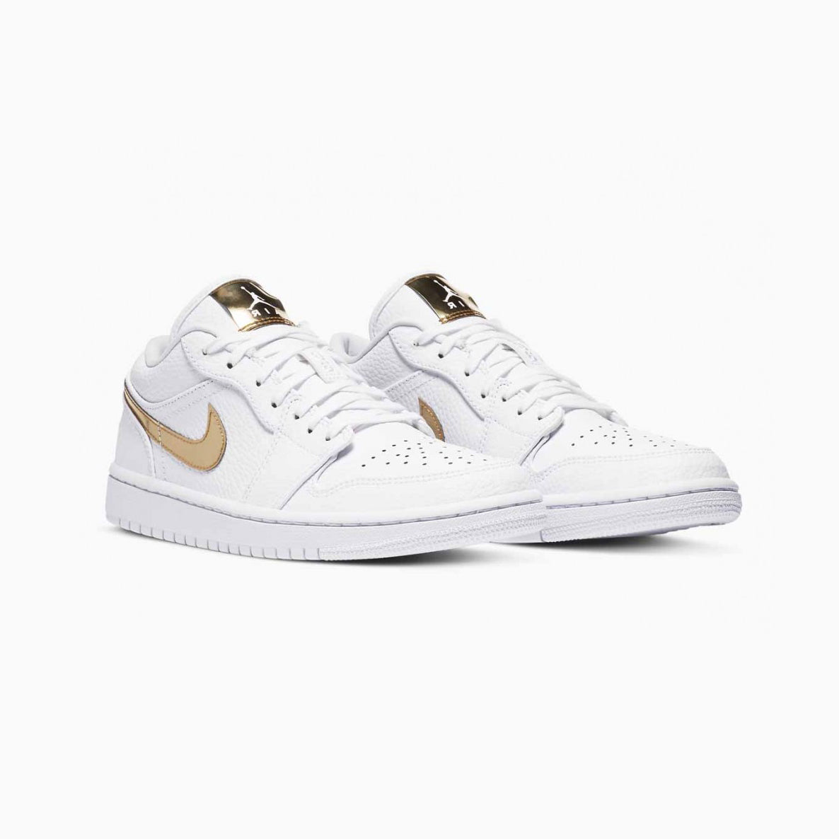 Nike Air Jordan 1 Low Bianca Oro Metallizzato Pelle Premium