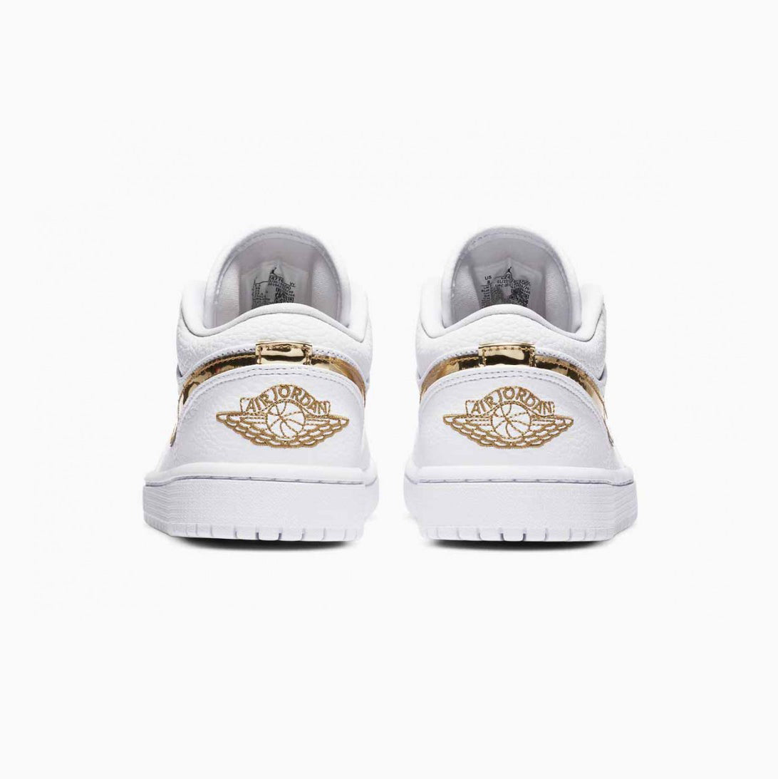 Nike Air Jordan 1 Low Bianca Oro Metallizzato Pelle Premium