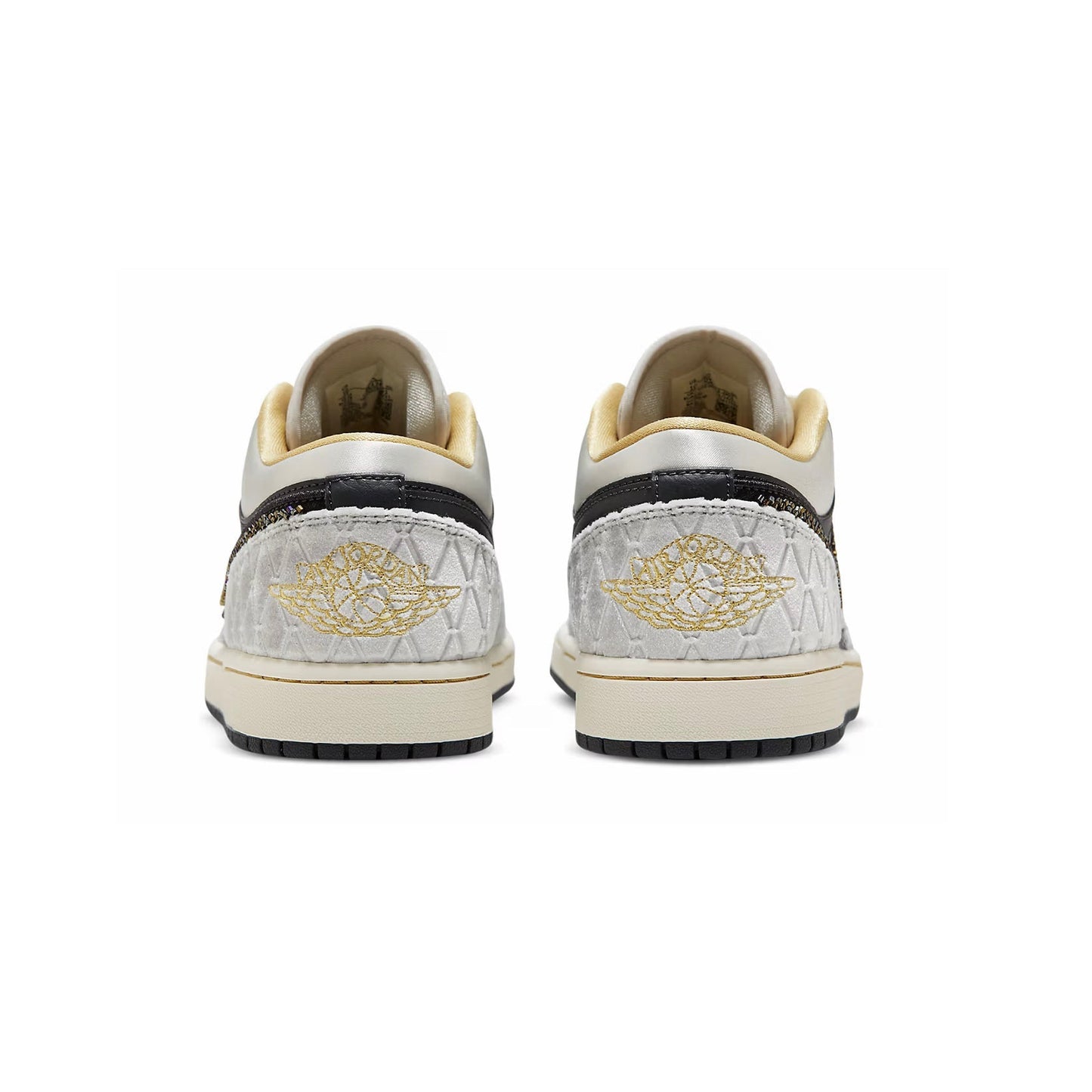 Nike Air Jordan 1 Low Pelle Bianco Nero Swoosh Ricamato