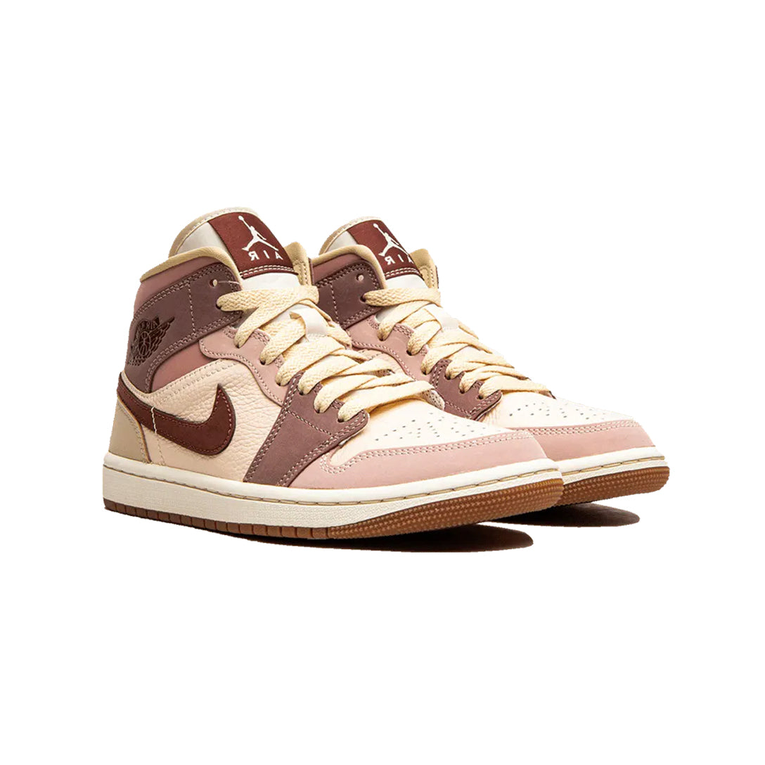 Nike Air Jordan 1 Mid Marrone Rosa Smoky Mauve Retro