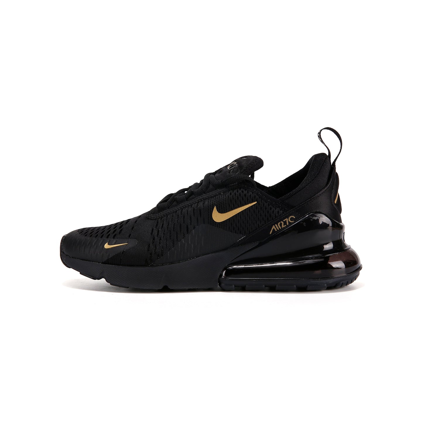 Nike Air Max 270 Nero Oro Uomo Sneakers Moderne e Eleganti
