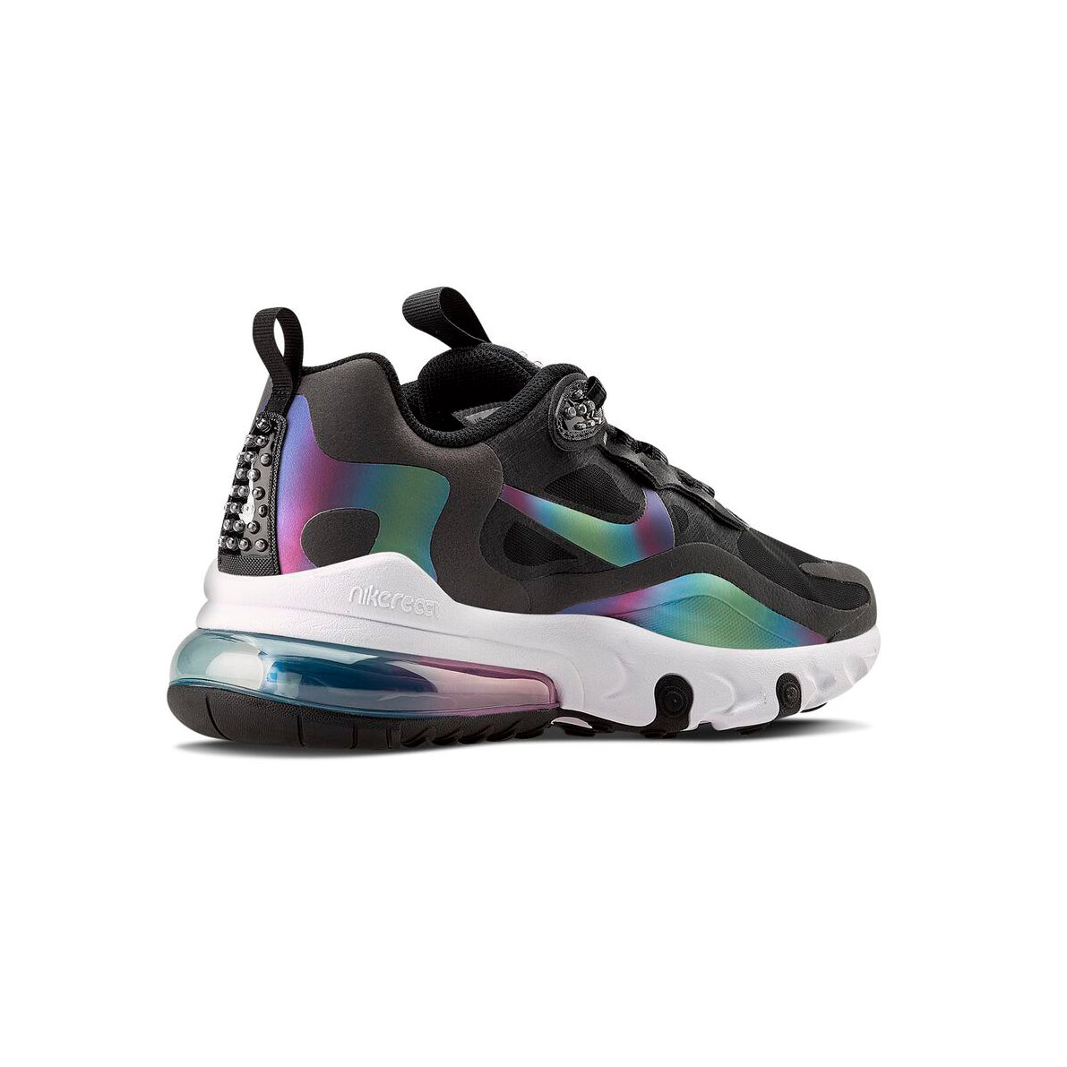 Nike Air Max 270 React Nera con Effetto Cromatico Iridescente