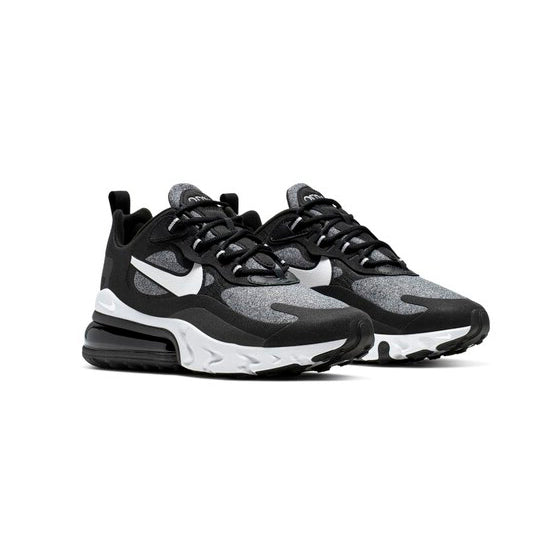 Nike Air Max 270 React Nera con Dettagli Bianchi e Grigi