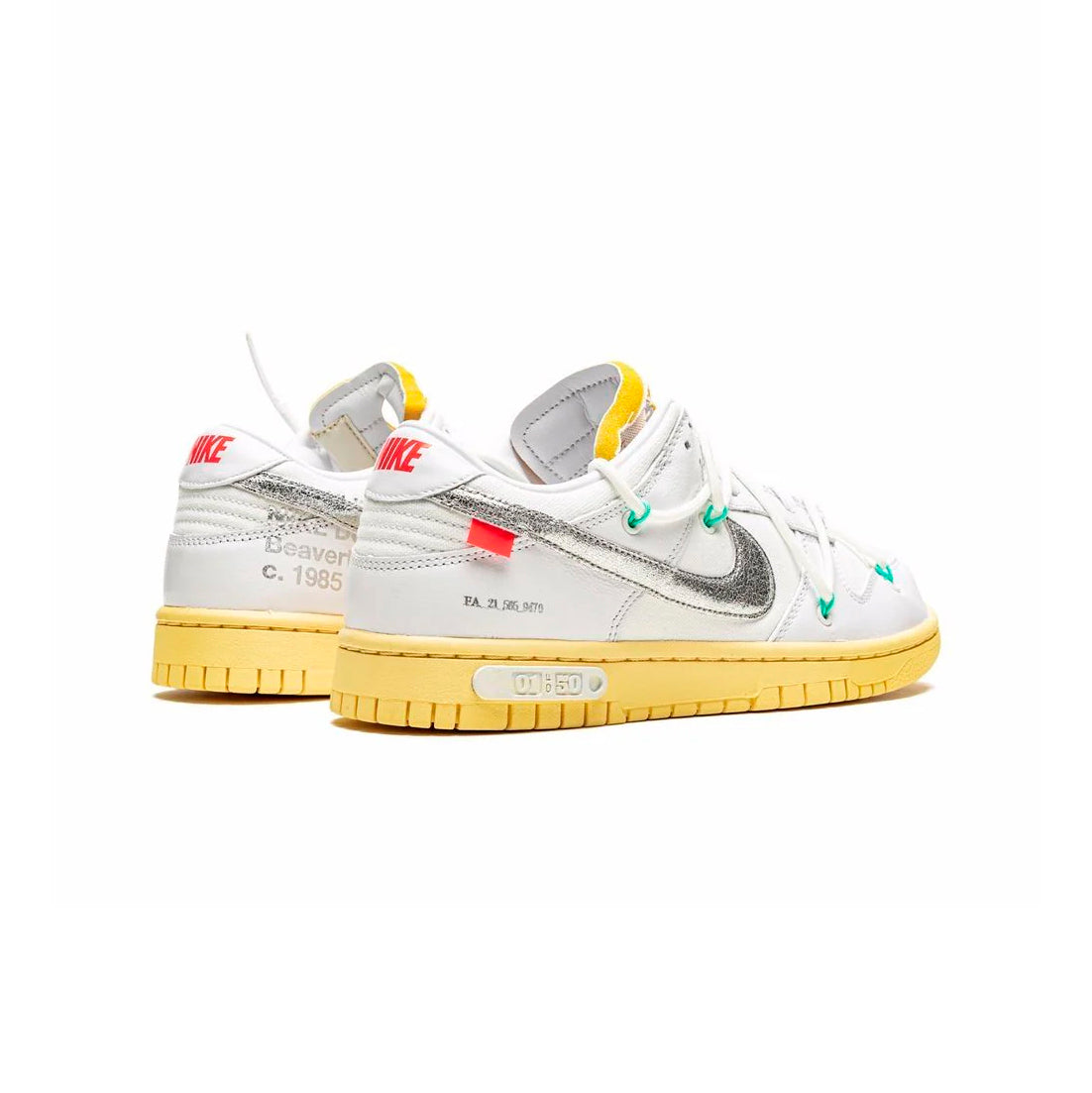 Nike Dunk Low Bianche e Gialle x Off-White Lot 1 Scarpe Uomo Donna