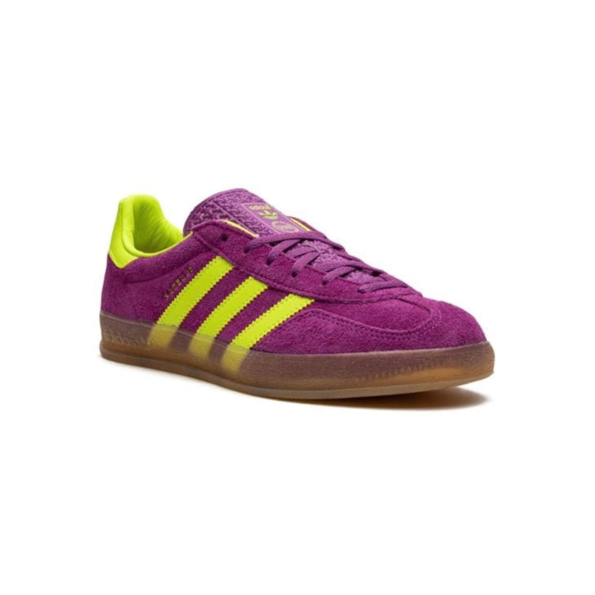 Sneakers Adidas Gazelle Indoor Viola Shock e Giallo Fluo in Suede