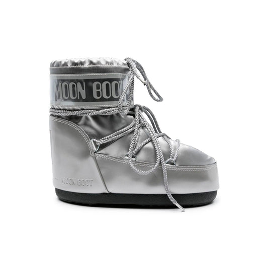 Moon Boot Icon Low Argento Metallizzato Stivali Invernali Lucidi