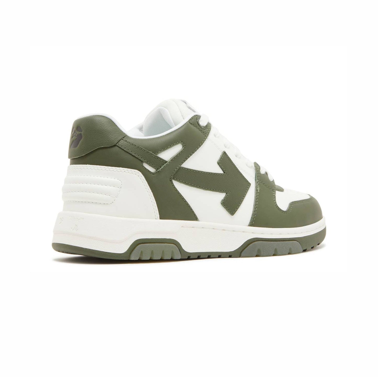 Off-White Out Of Office Sneakers Pelle Bianche e Khaki Uomo