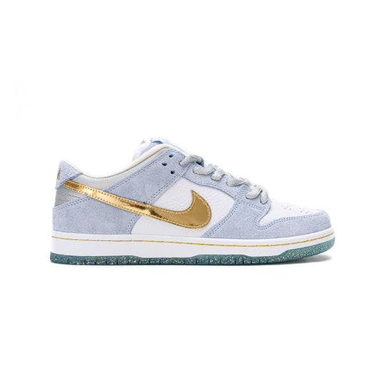 Nike Dunk Low SB Bianca e Azzurra con Dettagli Oro Sean Cliver Uomo